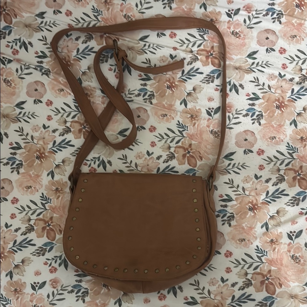 Brown Studded Crossbody Bag